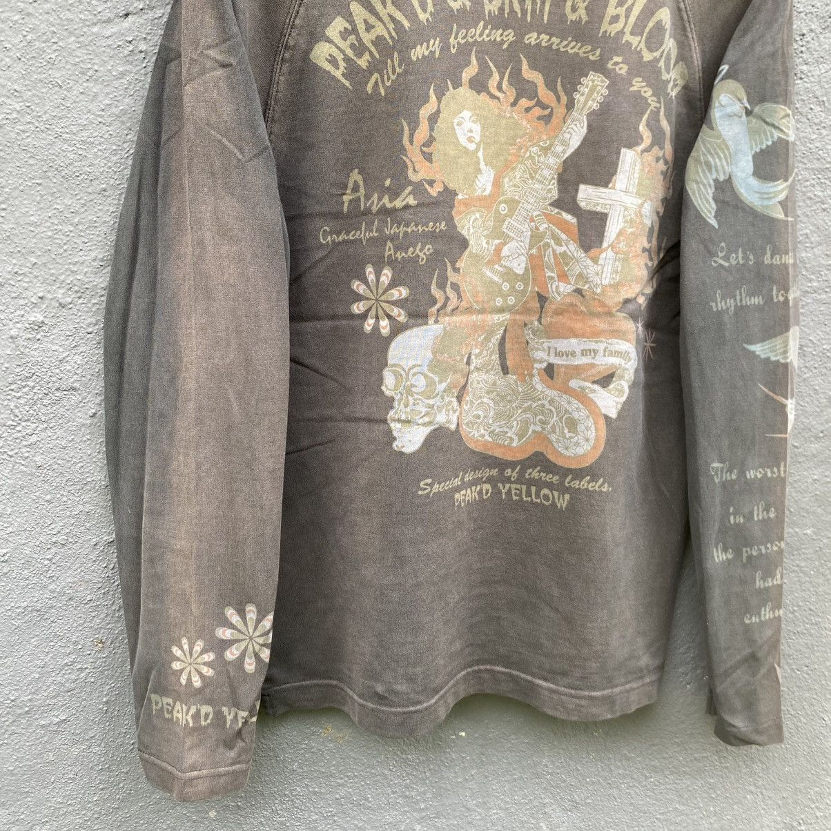 Tedman Thrashed Faded Vintage Peak'D Yellow Tedman Long Sleeve Tee Size US M / EU 48-50 / 2 - 4 Thumbnail