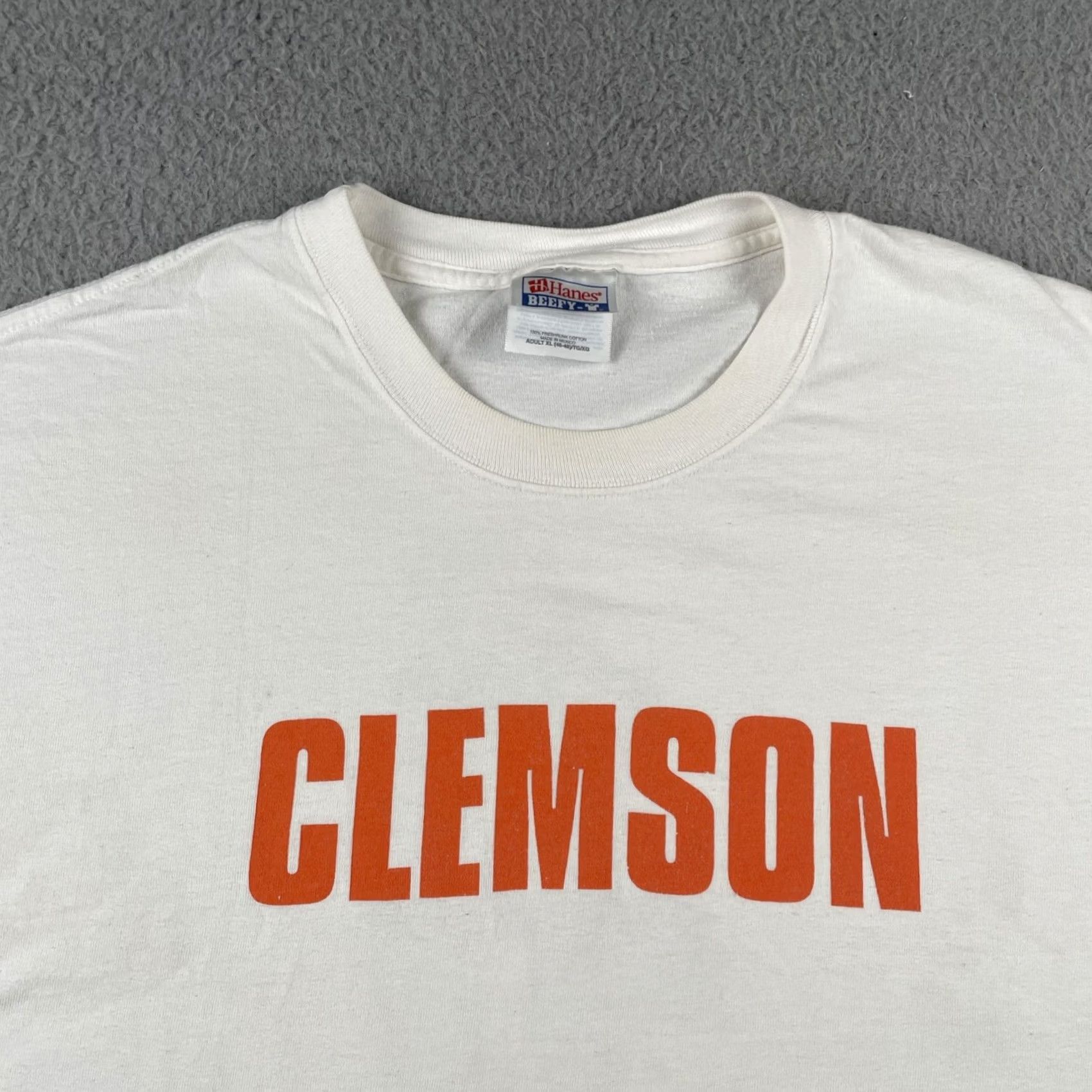 Hanes VINTAGE Hanes Beefy-T XL White T-Shirt Clemson Tigers South Carolina’s #1 University Mens T-Shirt 90s College Sports University Boys Girls? Size US XL / EU 56 / 4 - 7 Thumbnail