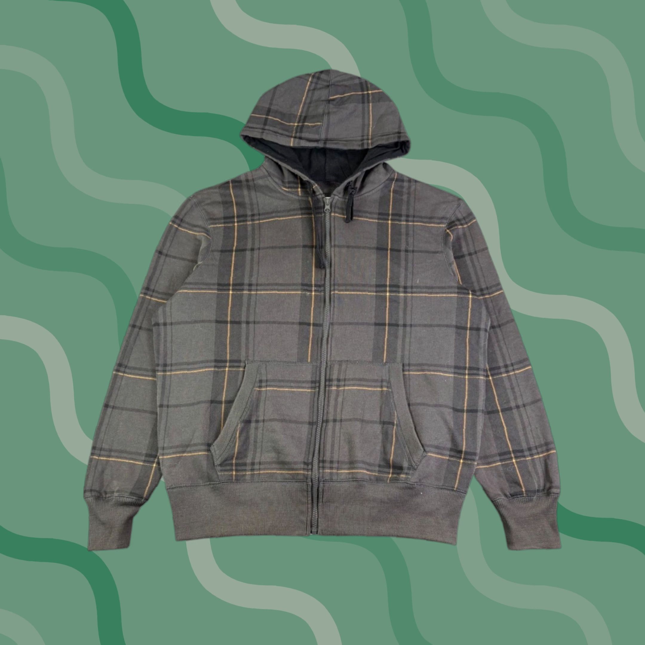Ocean Pacific Ocean Pacific Mens Hoodie Full Zip Plaid Charcoal Grey Orange Large Surf Size US L / EU 52-54 / 3 - 1 Thumbnail