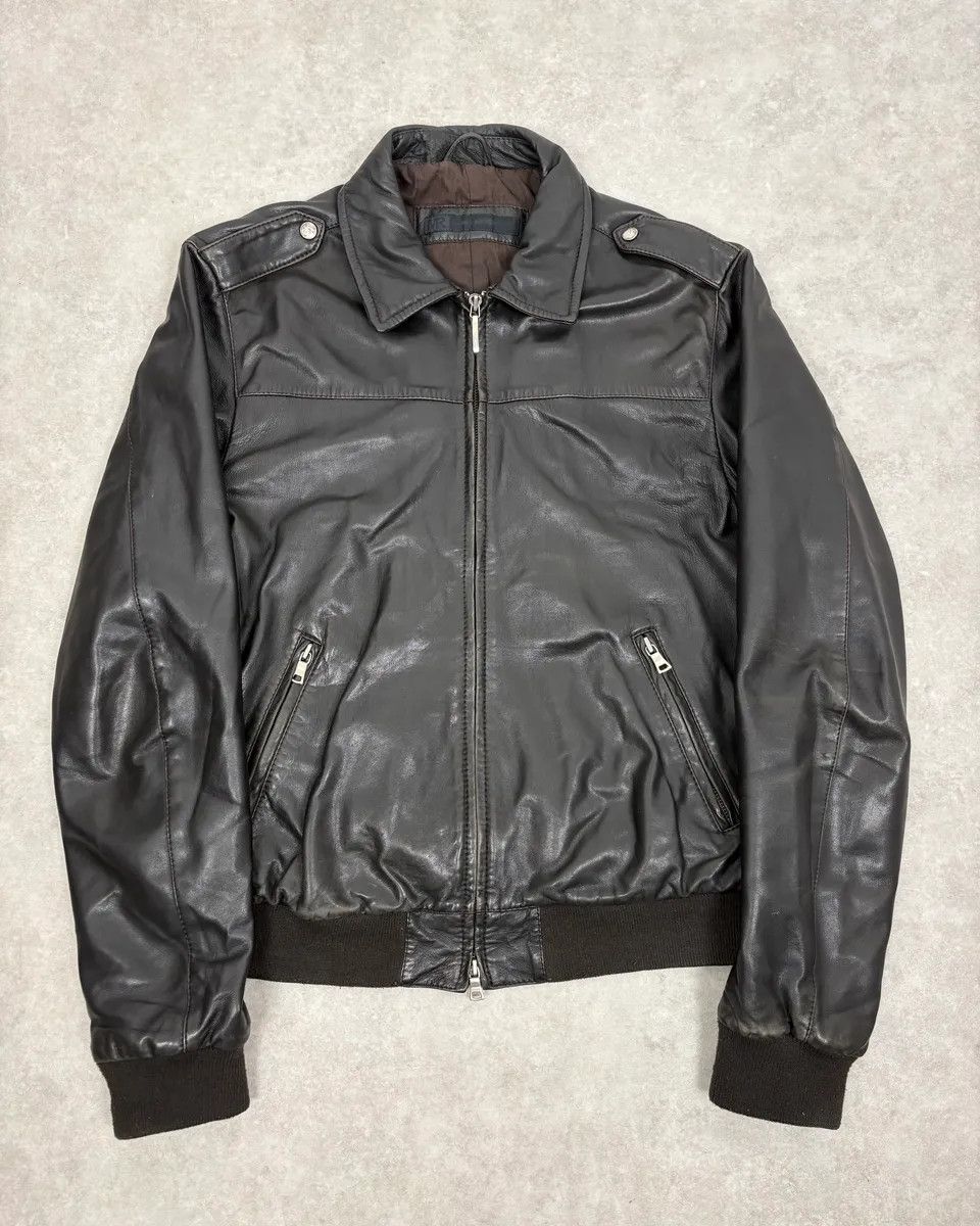 Vintage 2000s Massimo Rebecchi Black Classy Leather Jacket Size US M / EU 48-50 / 2 - 1 Thumbnail