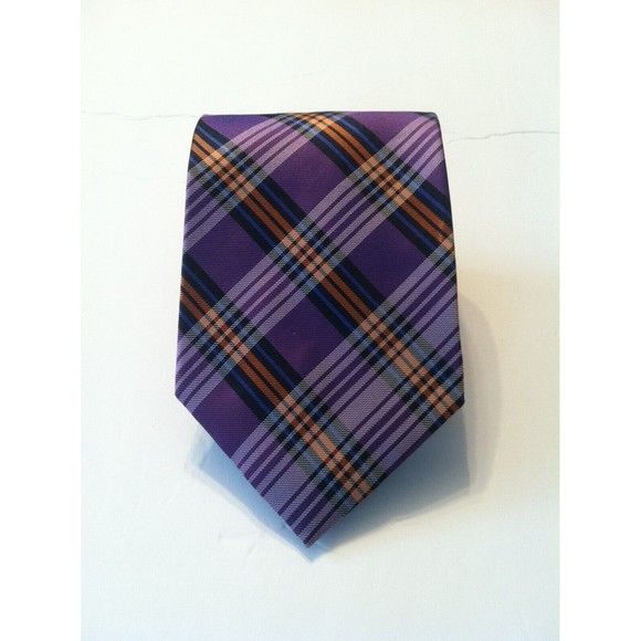 Other GEOFFREY BEENE MENS NEW PURPLE 100%SILK PLAID TIE WIDTH: 4" Size ONE SIZE - 1 Thumbnail