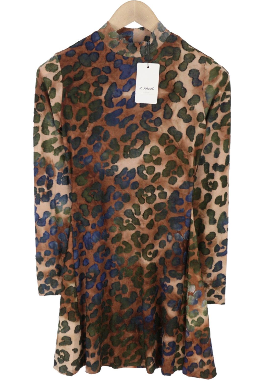Desigual VEST FELINA S Brown Animal Print Dress 89018 Size S / US 4 / IT 40 - 4 Thumbnail