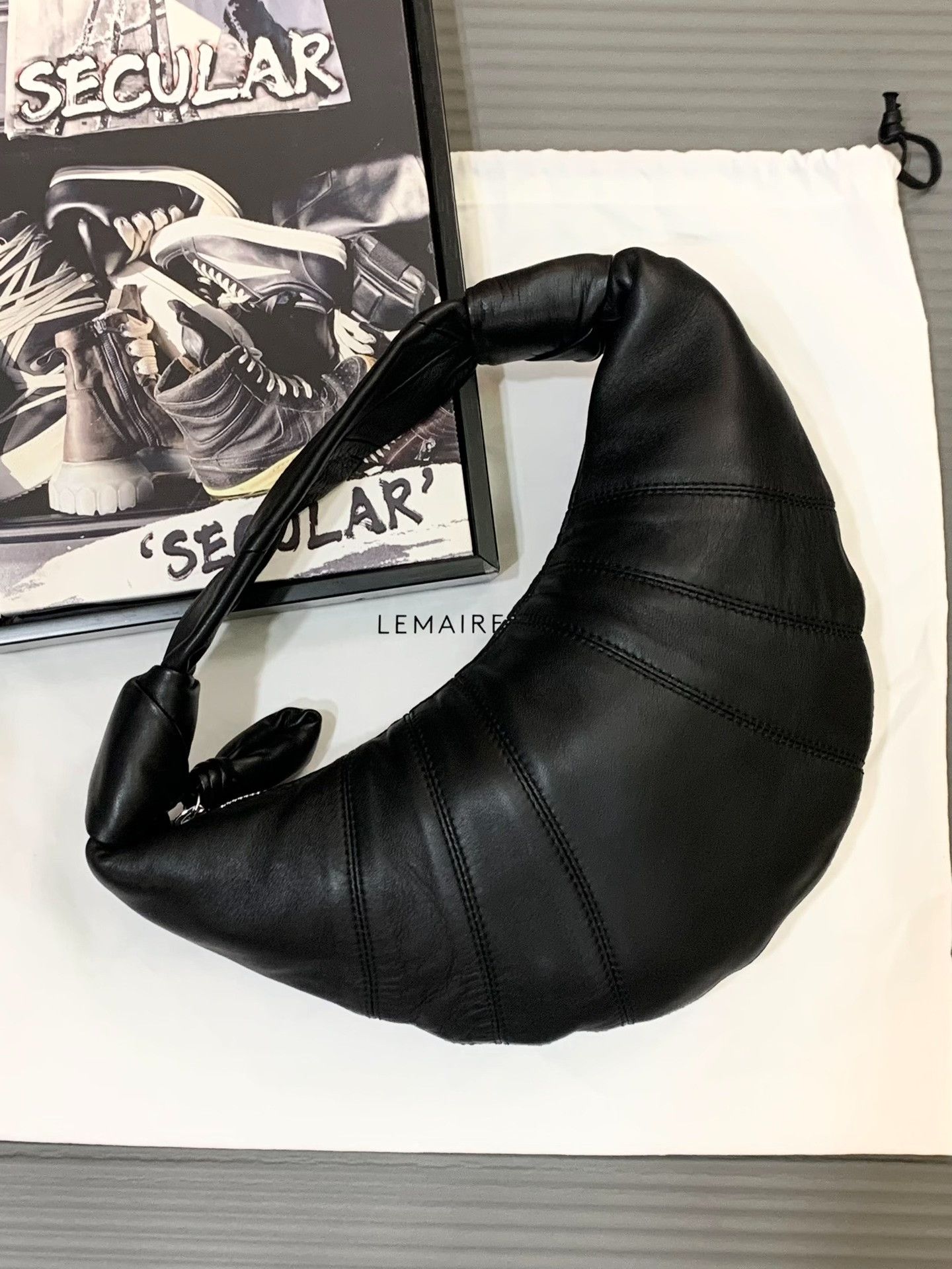 Lemaire Lemaire Mini Hobo Black Leather Bag Size ONE SIZE - 1 Thumbnail
