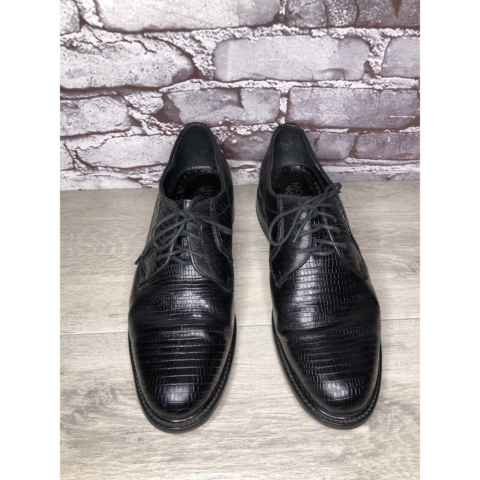Other Monaco Goodyear Welt Black Leather Croc Oxfords Dress Shoes Size US 10.5 / EU 43-44 - 22 Thumbnail