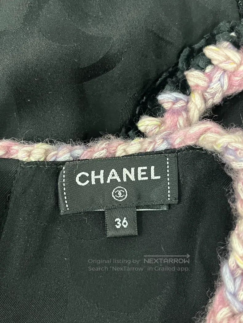 Chanel Chanel 24K pink rolled-edged black tweed vest top Size XS / US 0-2 / IT 36-38 - 3 Thumbnail