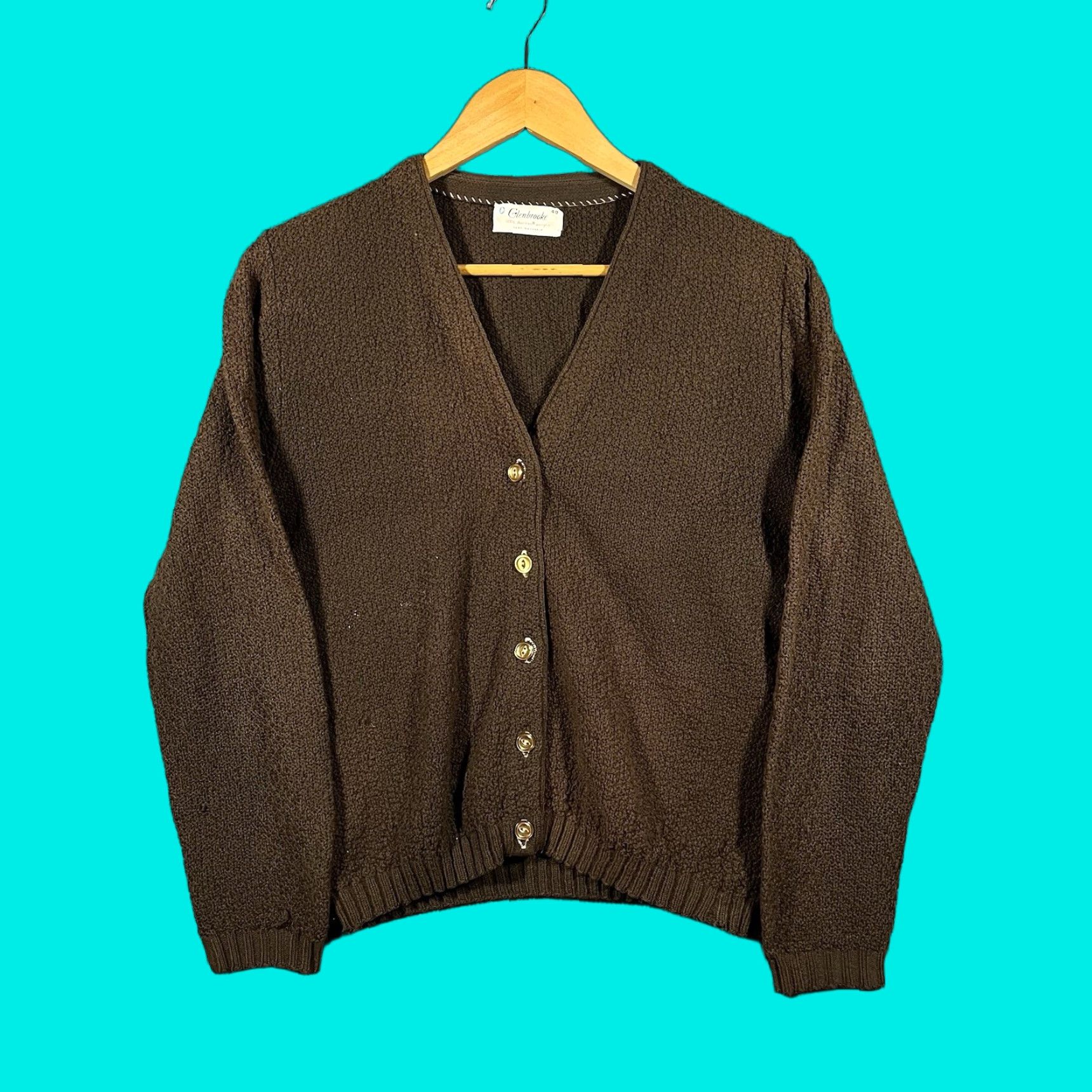 Vintage VINTAGE Glenbrooke Cardigan Sweater Medium Brown Button Down 60s 70s Classic Women Ladies Size M / US 6-8 / IT 42-44 - 1 Thumbnail