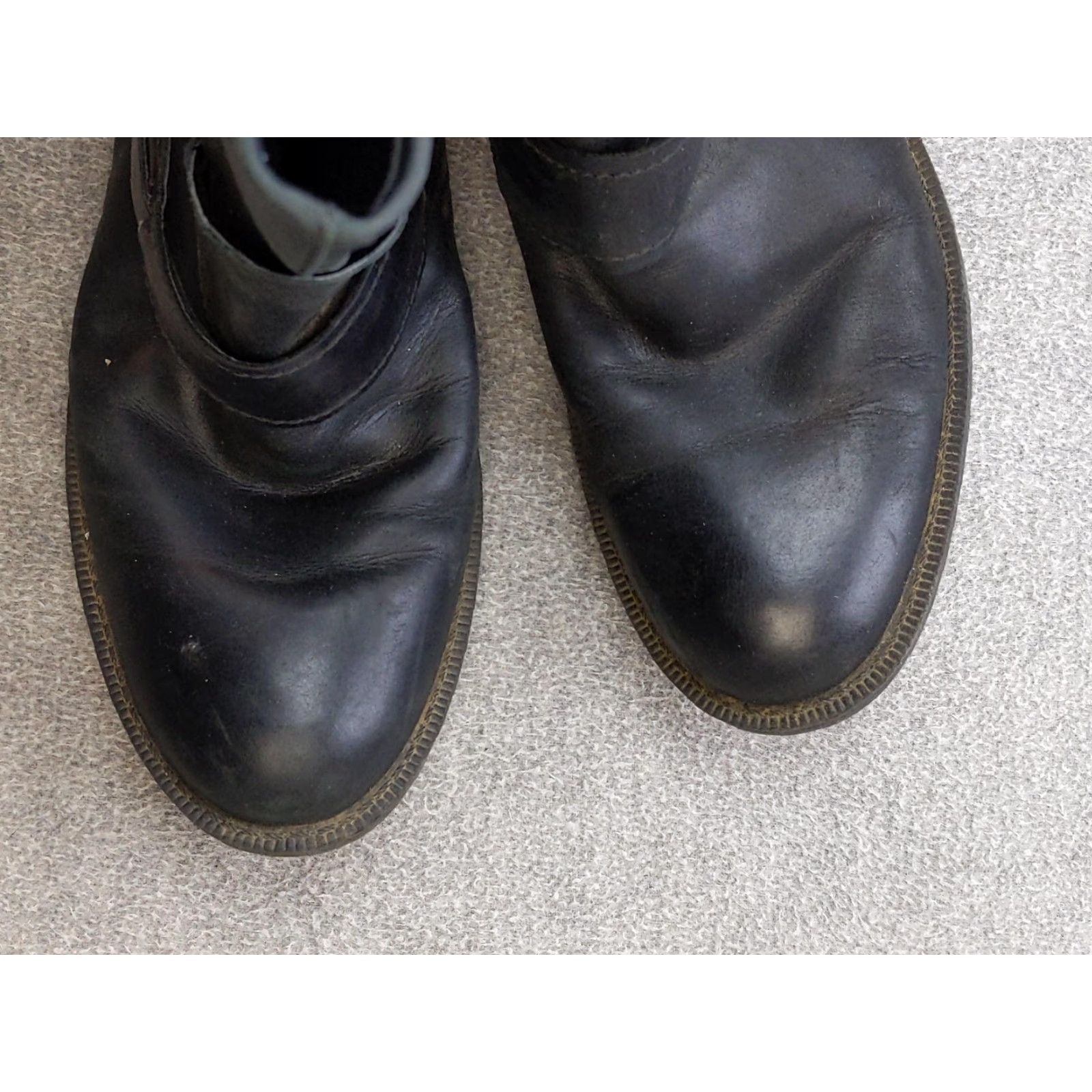 Vintage Enzo Angiolini Boots Womens 7.5 Black Leather Ankle Low Heel Biker Buckle Zip Size US 8 / IT 38 - 4 Thumbnail