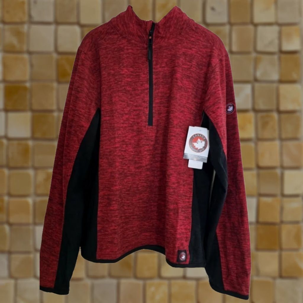 Vintage Canada Weathergear Red Black 1/4 Zip Pullover Mock Neck L Mens Long Sleeve Jacket Pullover Activewear Winter Spring Fall - Canada Size US L / EU 52-54 / 3 - 1 Preview