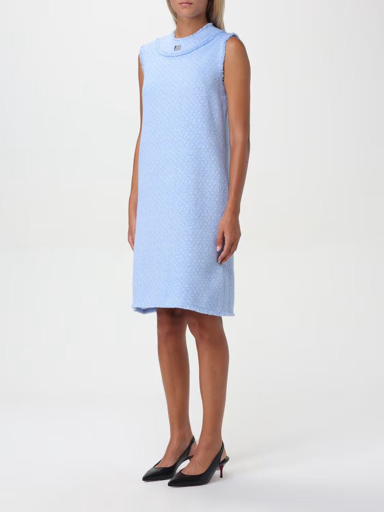 Dolce & Gabbana o1s22i1n1024 S Tweed Mini Dress in Light Blue Size L / US 10 / IT 46 - 3 Thumbnail