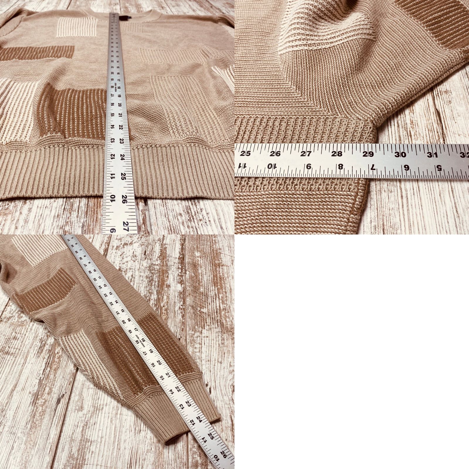 Lands' End VINTAGE Lands' End Geometric Sweater Men's XL Beige Tan Crew Neck Knit Made USA Size US XL / EU 56 / 4 - 8 Thumbnail