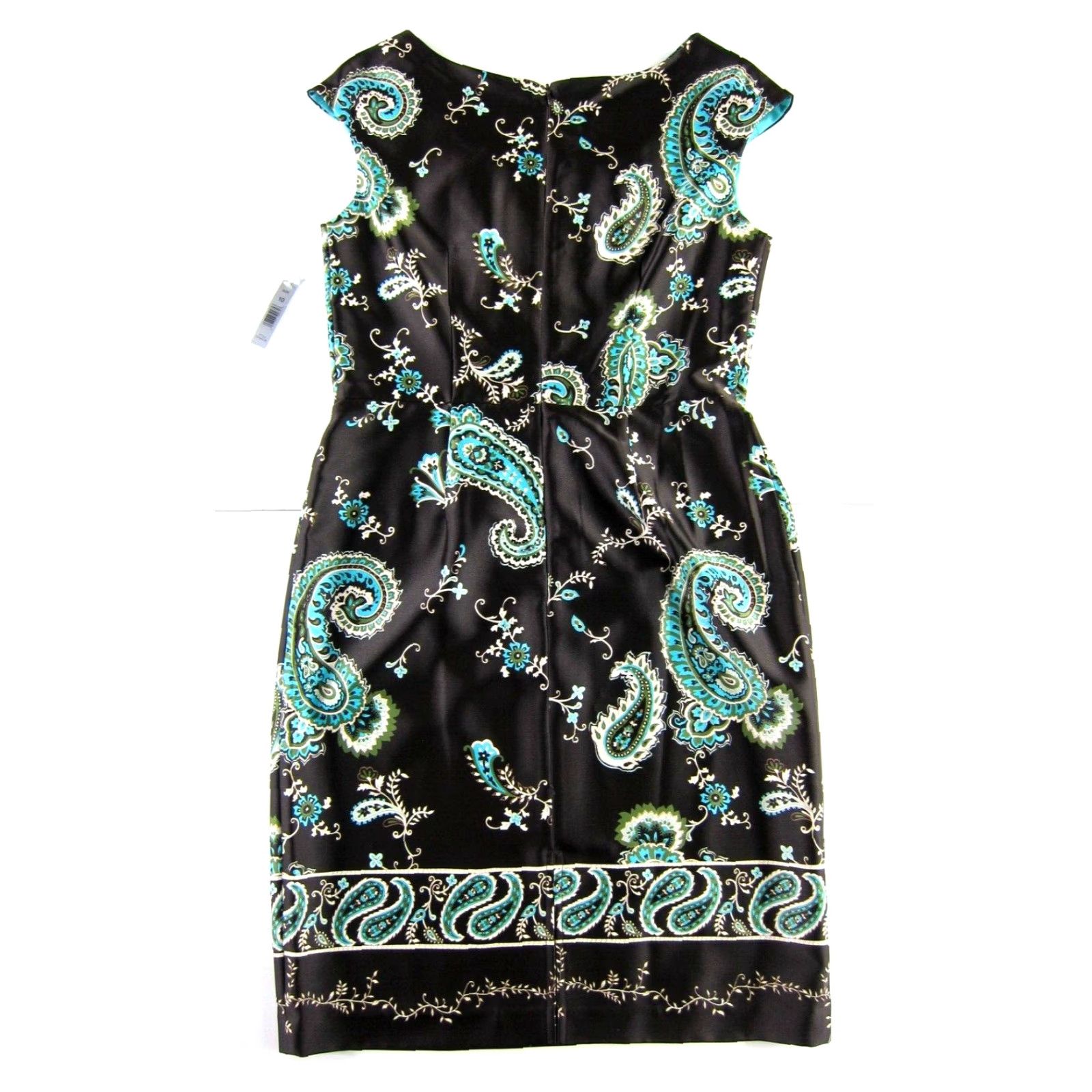 Vintage VINTAGE NWT AA Studio AA Blue Brown Green Floral Paisley Cap Sleeve Sheath Dress 10 Size L / US 10 / IT 46 - 2 Thumbnail