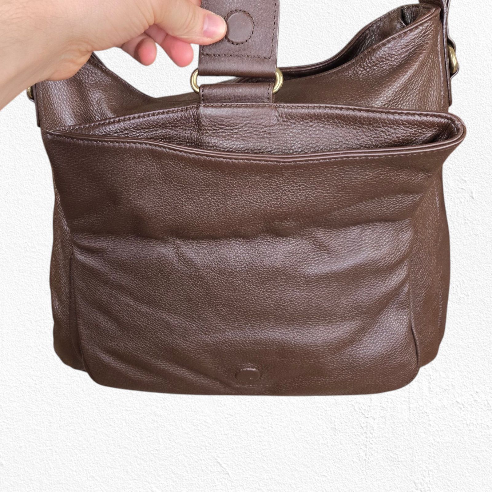 Ugg Y2K UGG Pebbled Leather Chocolate Brown Slouchy Tote Size ONE SIZE - 6 Thumbnail
