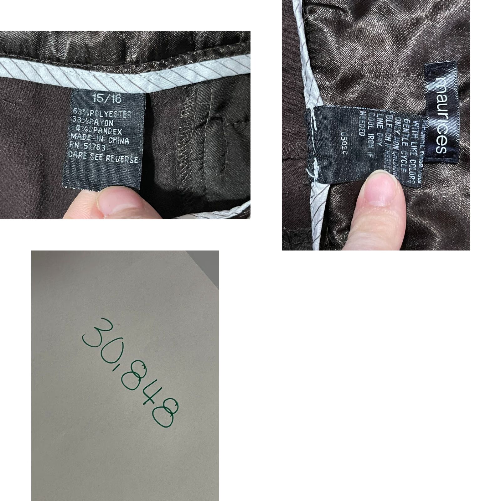 Vintage Maurices Pants Womens Junior Capri Dress Pants Brown 15/16 Flat Front Regular Inseam 36.5in Straight Split Front Capris Mens? Size 36" / US 14 / IT 50 - 8 Thumbnail