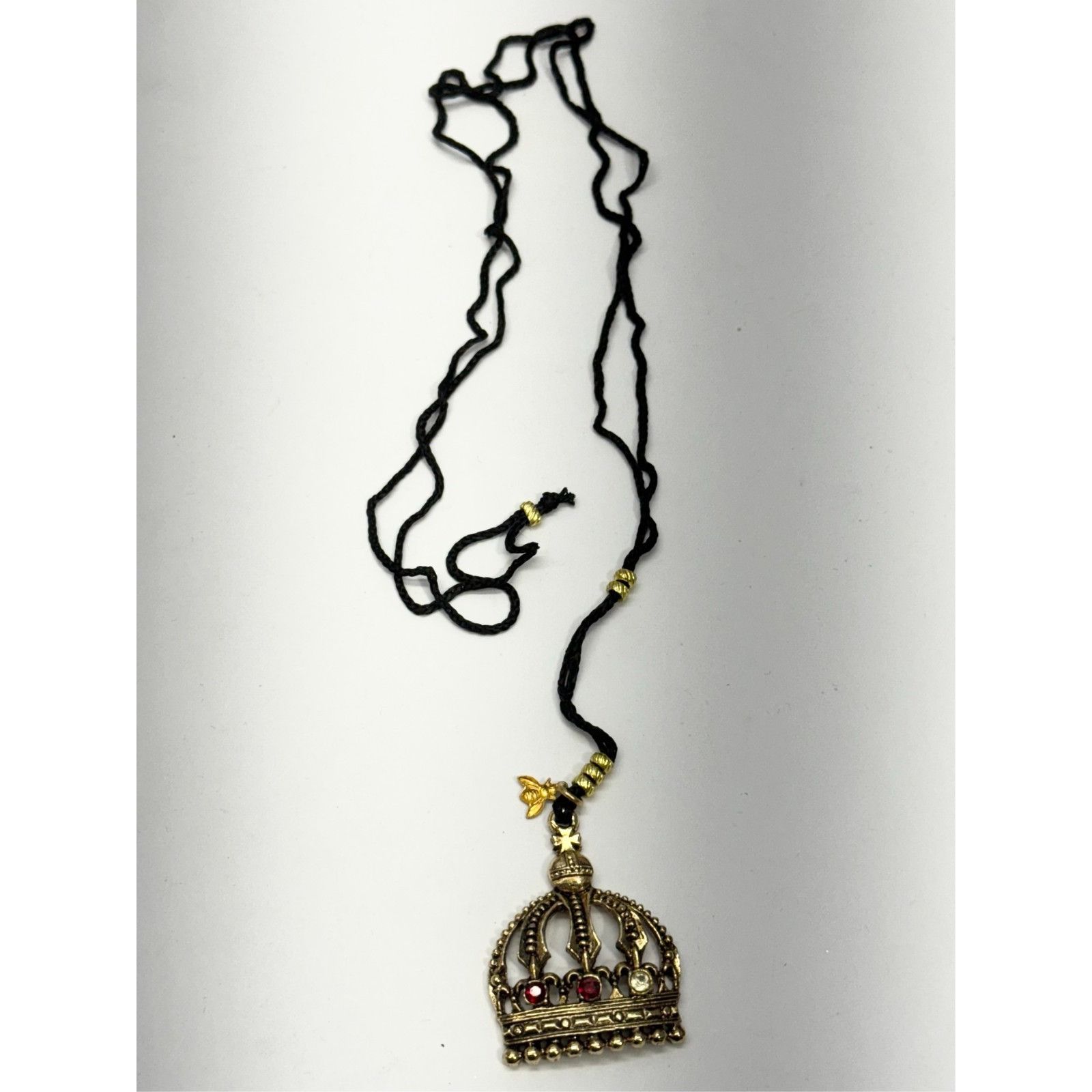 Vintage Vintage rhinestone crown black pendant necklace Size ONE SIZE - 3 Thumbnail