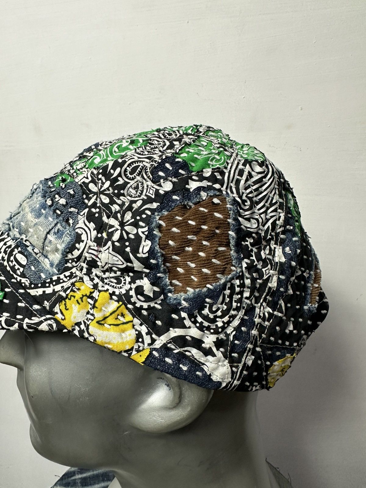 Art Comes First Custom Made Distressed Paisley Patchwork Boro hats Size ONE SIZE - 2 Thumbnail