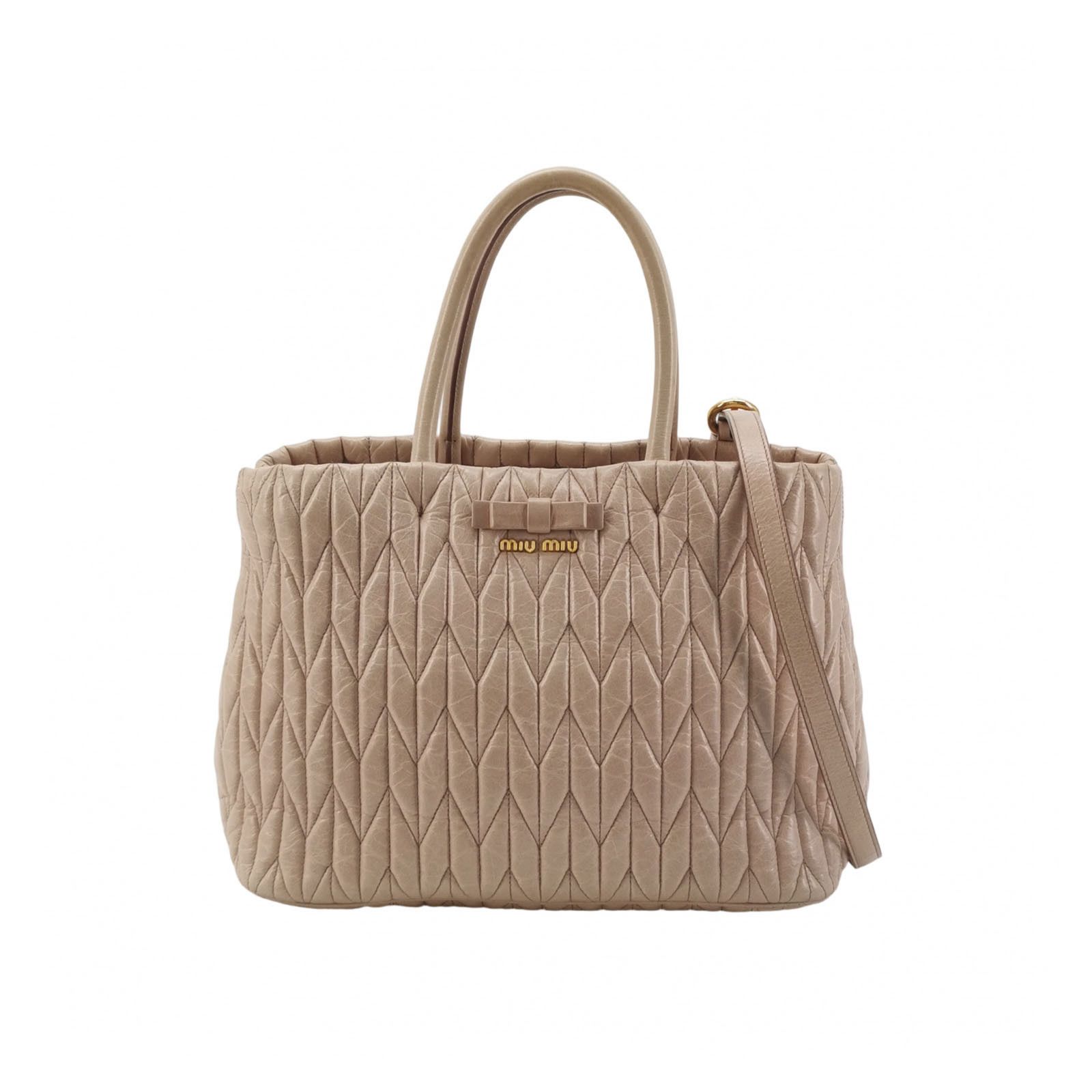 Miu Miu Miu Miu Quilted Leather Handle Bag Beige Size ONE SIZE - 1 Thumbnail