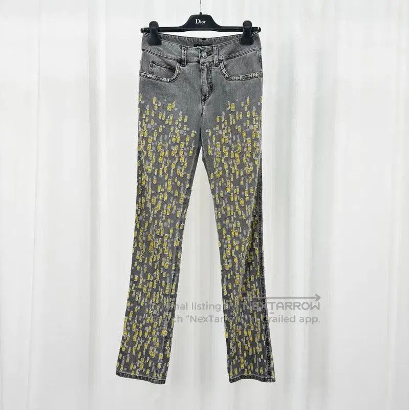 Chanel Chanel Gray Embroidered Denim Pants for Women . Size 22" - 1 Thumbnail