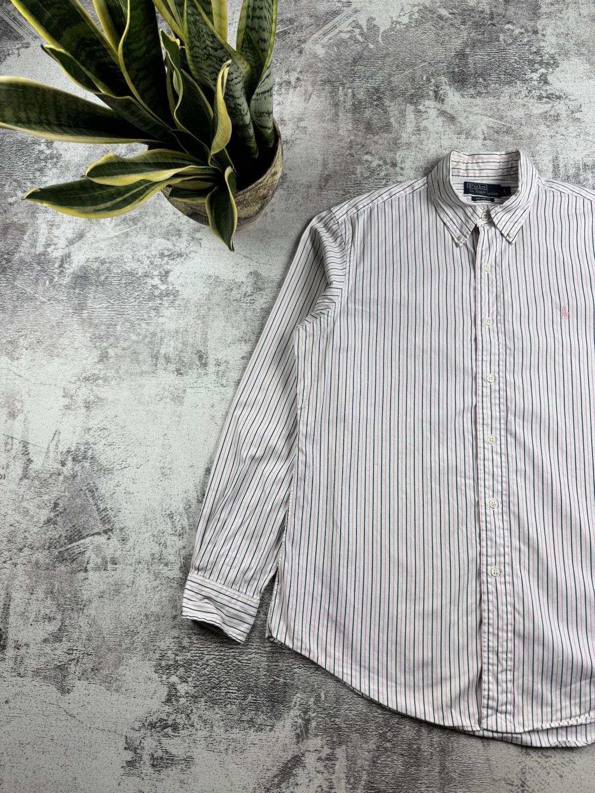 Polo Ralph Lauren Polo Ralph Lauren White Pink Large Size Button Striped Classic LongSleeve Shirt Size US L / EU 52-54 / 3 - 2 Thumbnail