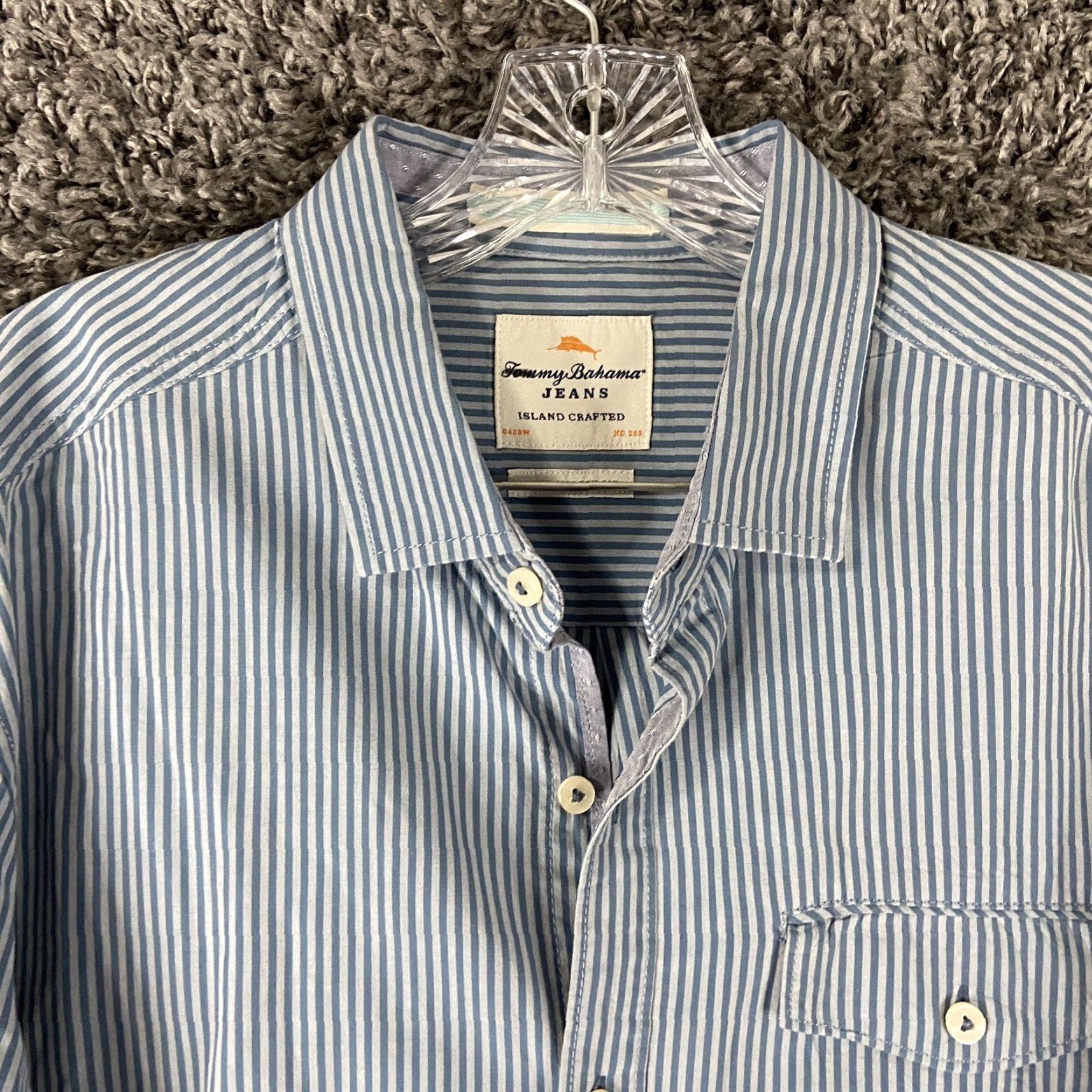 Tommy Bahama VINTAGE? No. Tommy Bahama Shirt Men Long Sleeve L Blue Striped Button-Up Casual Shirt Size US L / EU 52-54 / 3 - 5 Thumbnail