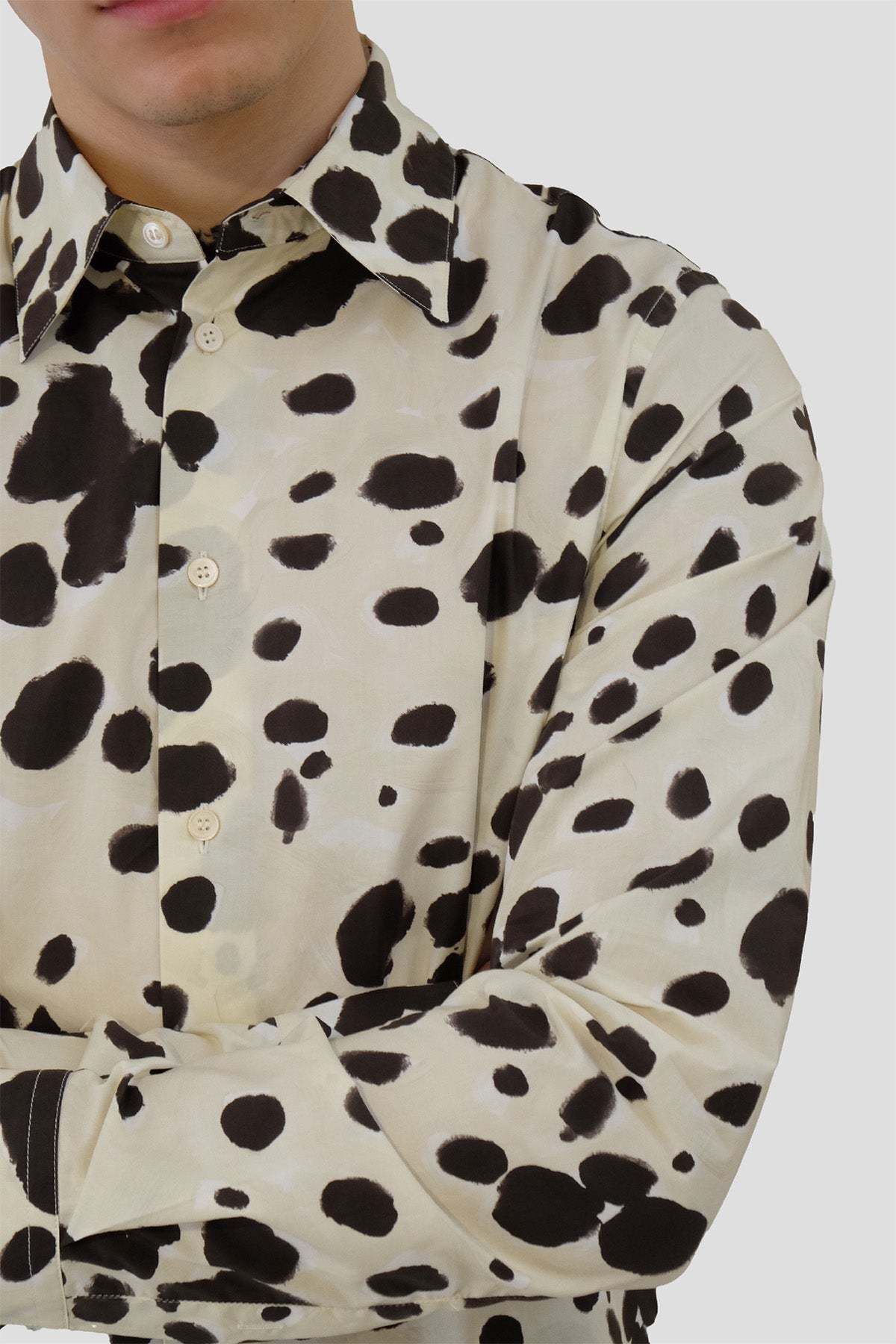 Marni o1y0225 Patterned Shirt in Ivory/Black Size US L / EU 52-54 / 3 - 4 Thumbnail