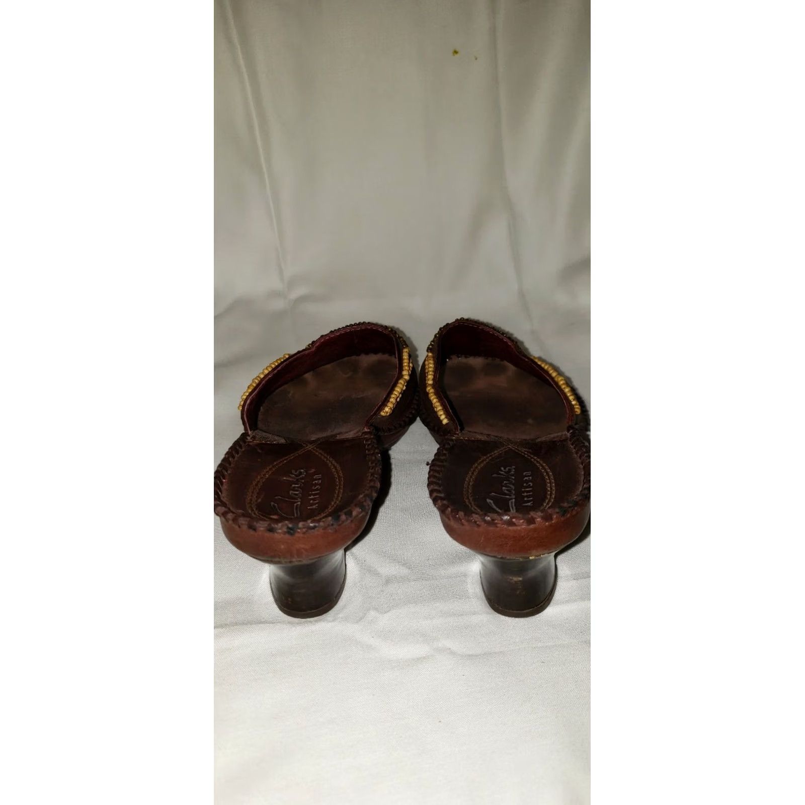 Clarks Clark Artisan Women's Wedge Sandal Brown with Beading Model 6422 US 7 M Womens Size US 7 / IT 37 - 3 Thumbnail