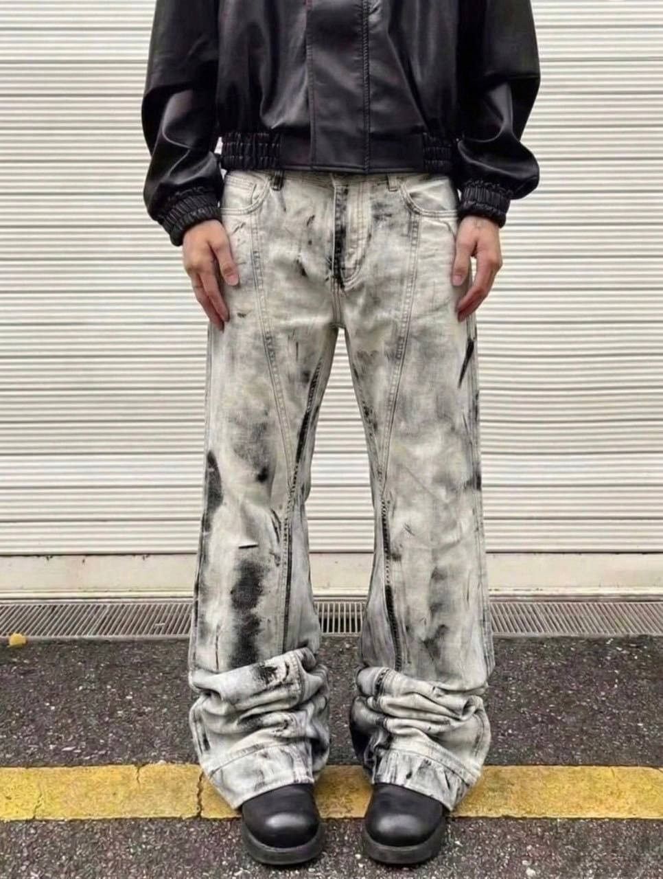 Japanese Brand flare bootcut painted black jeans Size 30" / US 8 / IT 44 - 1 Thumbnail