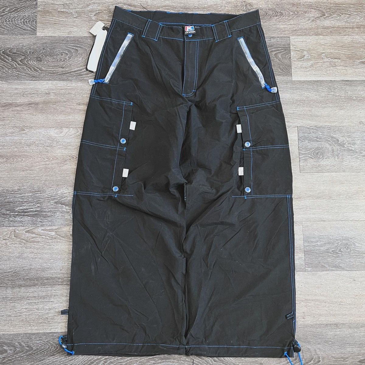 image of Jnco x Tripp NYC Vintage Y2K Kikwear Rave Techwear Cargo Wide Leg Baggy Pants in Black (Size 36)