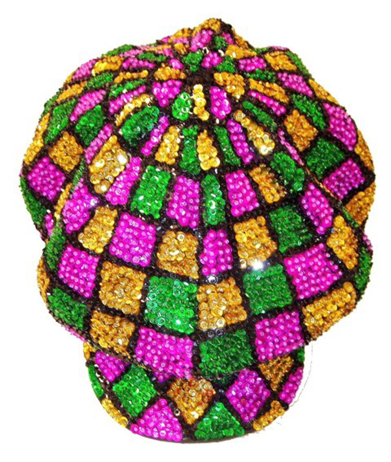 Designer Sequin Beaded Brando Cap MARDIGRA SQUARES Size ONE SIZE - 1 Preview