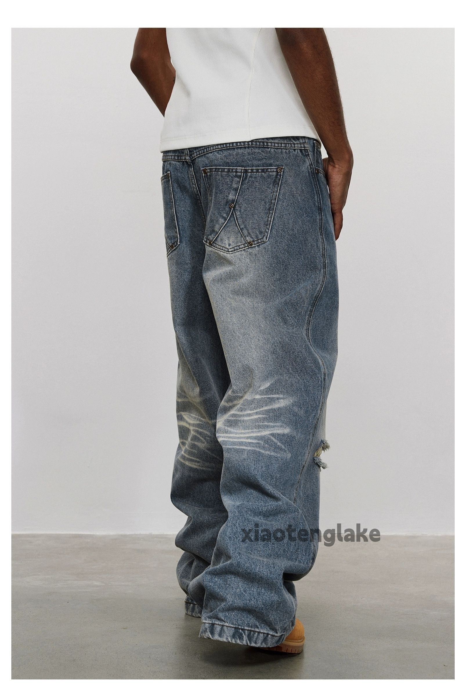 Jean × Vintage washed faded skate hiphop baggy ripped cargo jeans Size US 34 / EU 50 - 4 Thumbnail