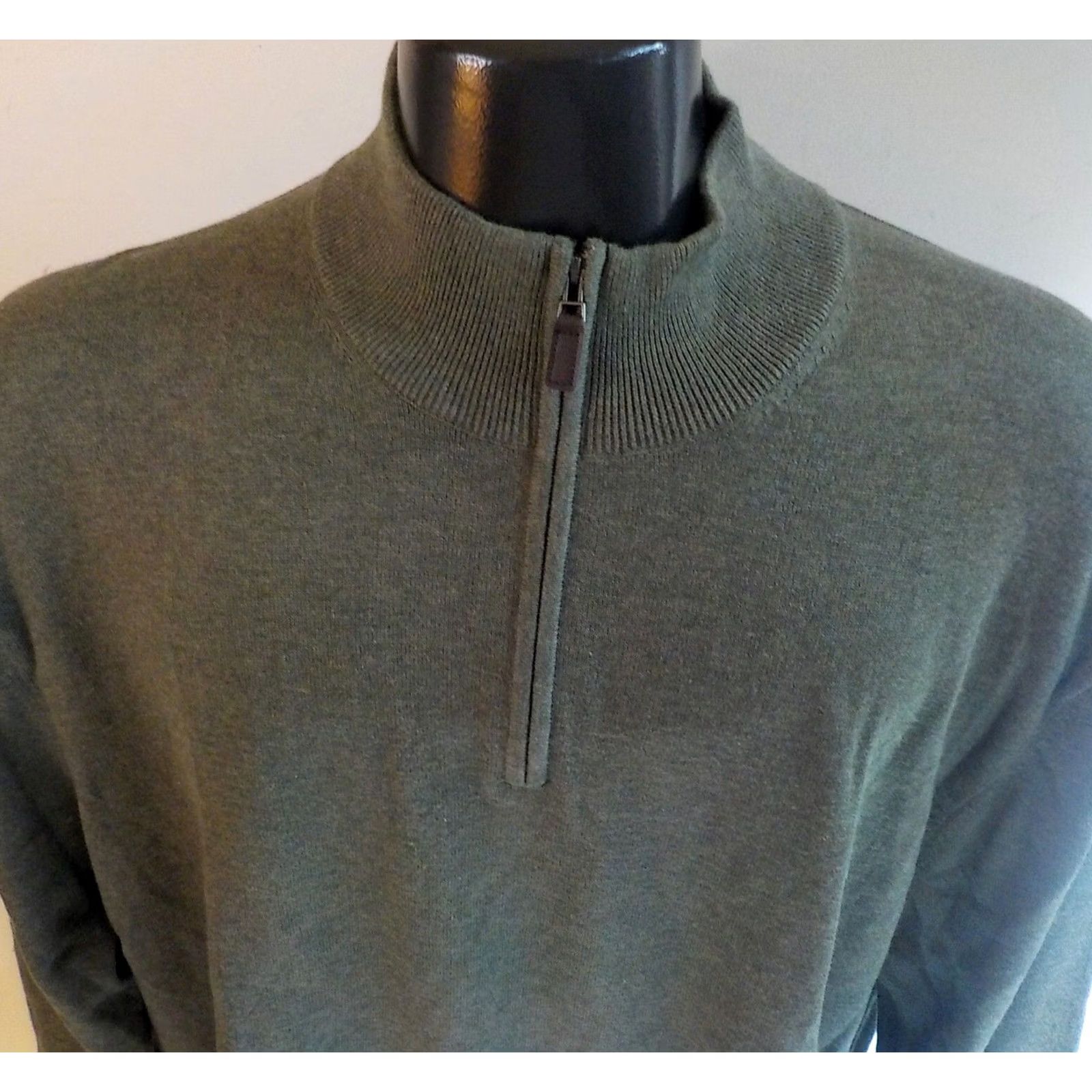 Jos. A. Bank VINTAGE Jos. A. Bank 1/4 Zip Pullover Sweater Army Green 2XL NWT Mock Neck 100% Pima Cotton Mens Regular Knit Sweatshirt Size US XXL / EU 58 / 5 - 2 Thumbnail