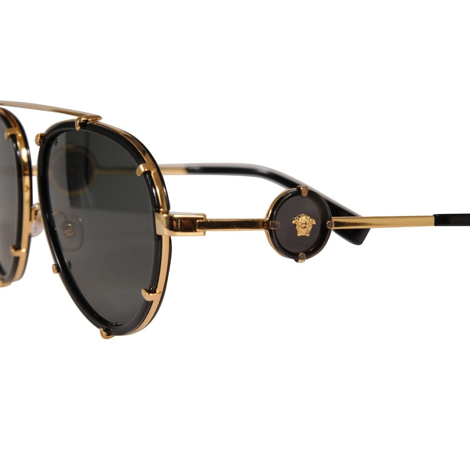 Versace Aviator Sunglasses Model 2232 Black Gold Size ONE SIZE - 9 Thumbnail