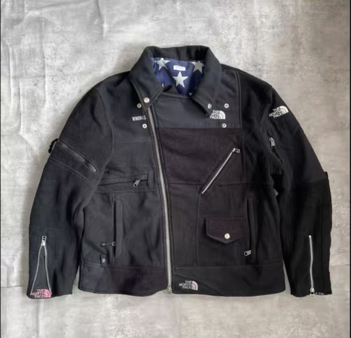 The North Face Black Moto-Style Jacket with Star Lining Size US M / EU 48-50 / 2 - 1 Thumbnail