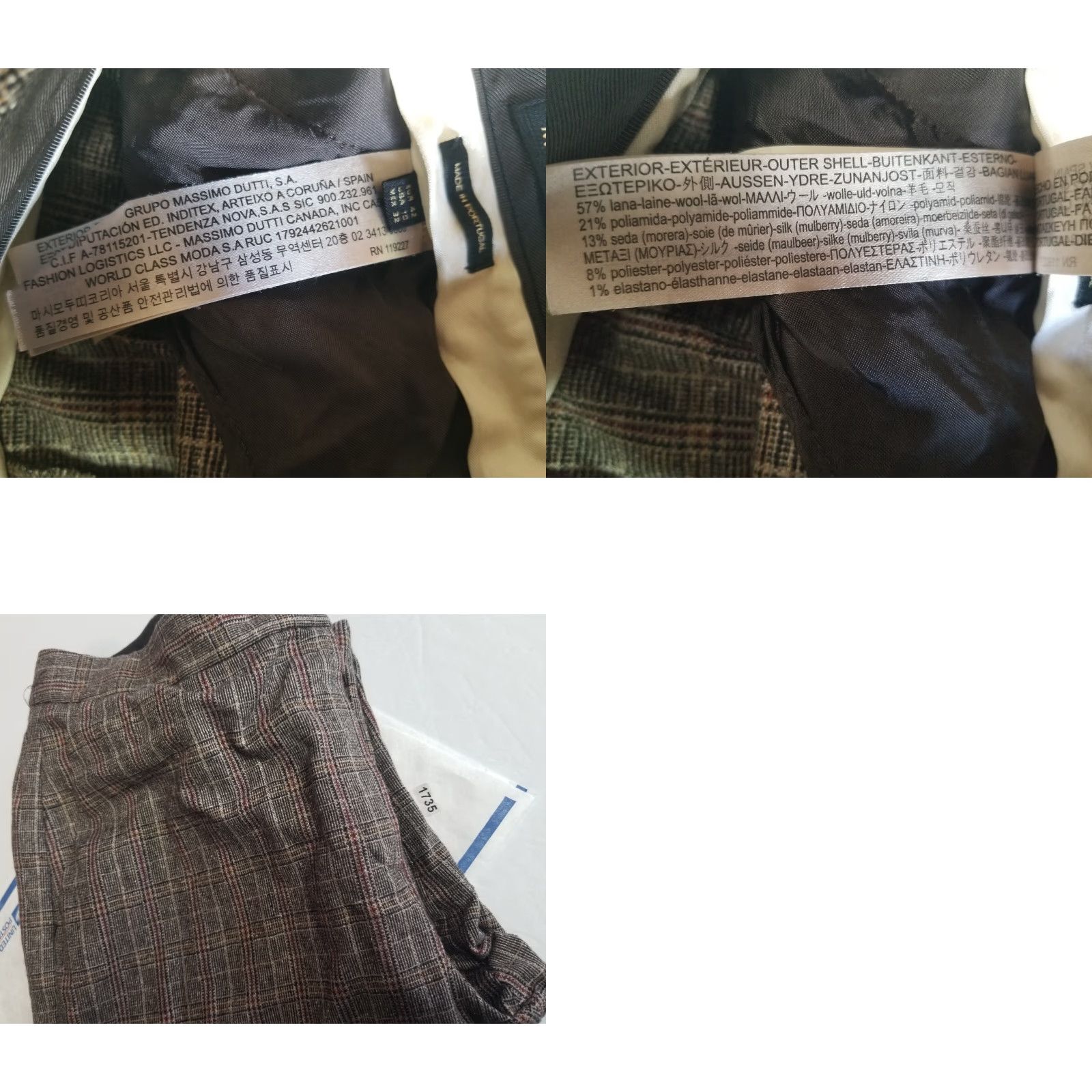 Massimo Dutti Massimo Dutti Trousers Women Straight Wool Blend Brown Size 10 Comfort Geometric Pattern Size 32" / US 10 / IT 46 - 8 Thumbnail