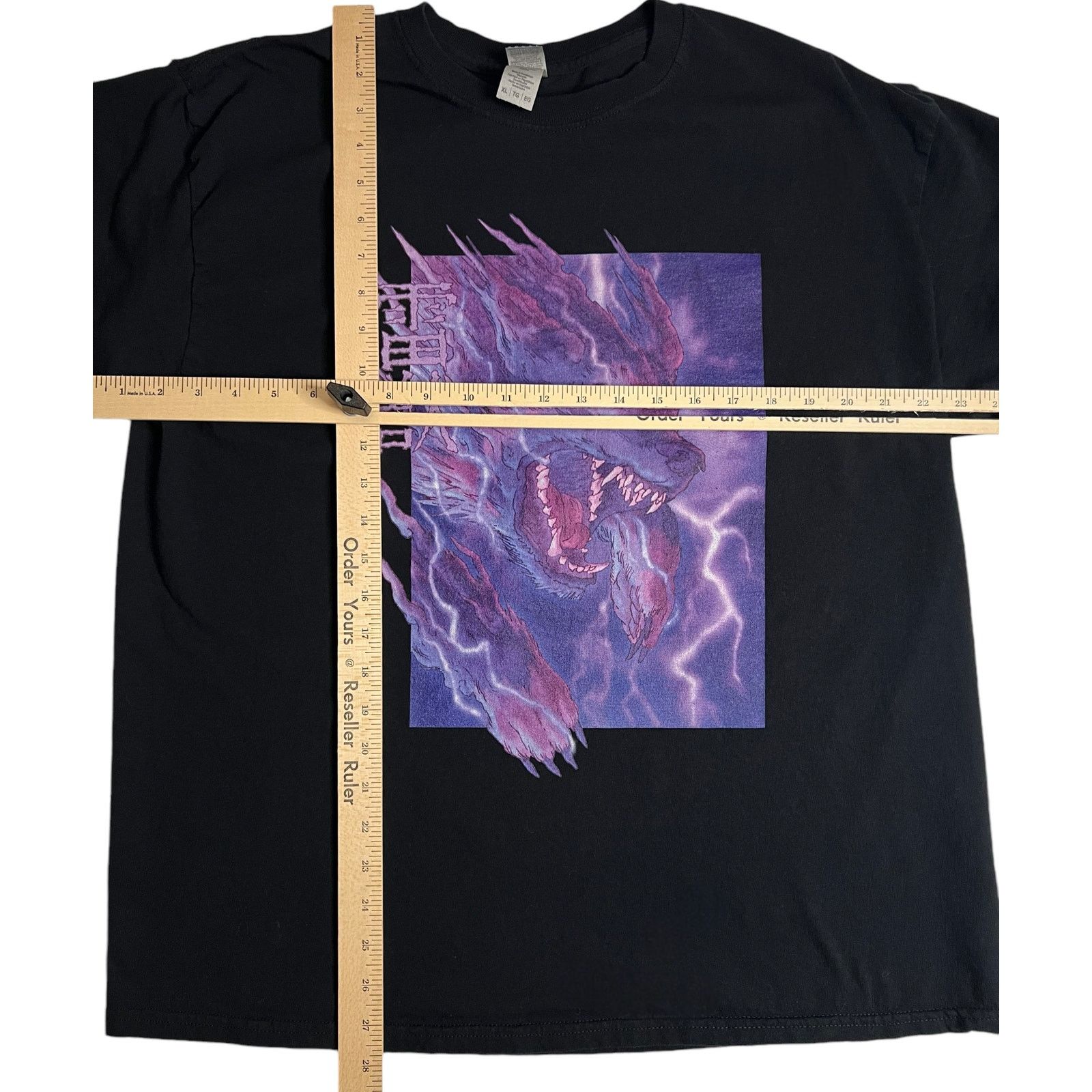 Gildan Wolf Lightning Anime Tee with Japanese Kanji Black Shirt XL Size US XL / EU 56 / 4 - 7 Thumbnail