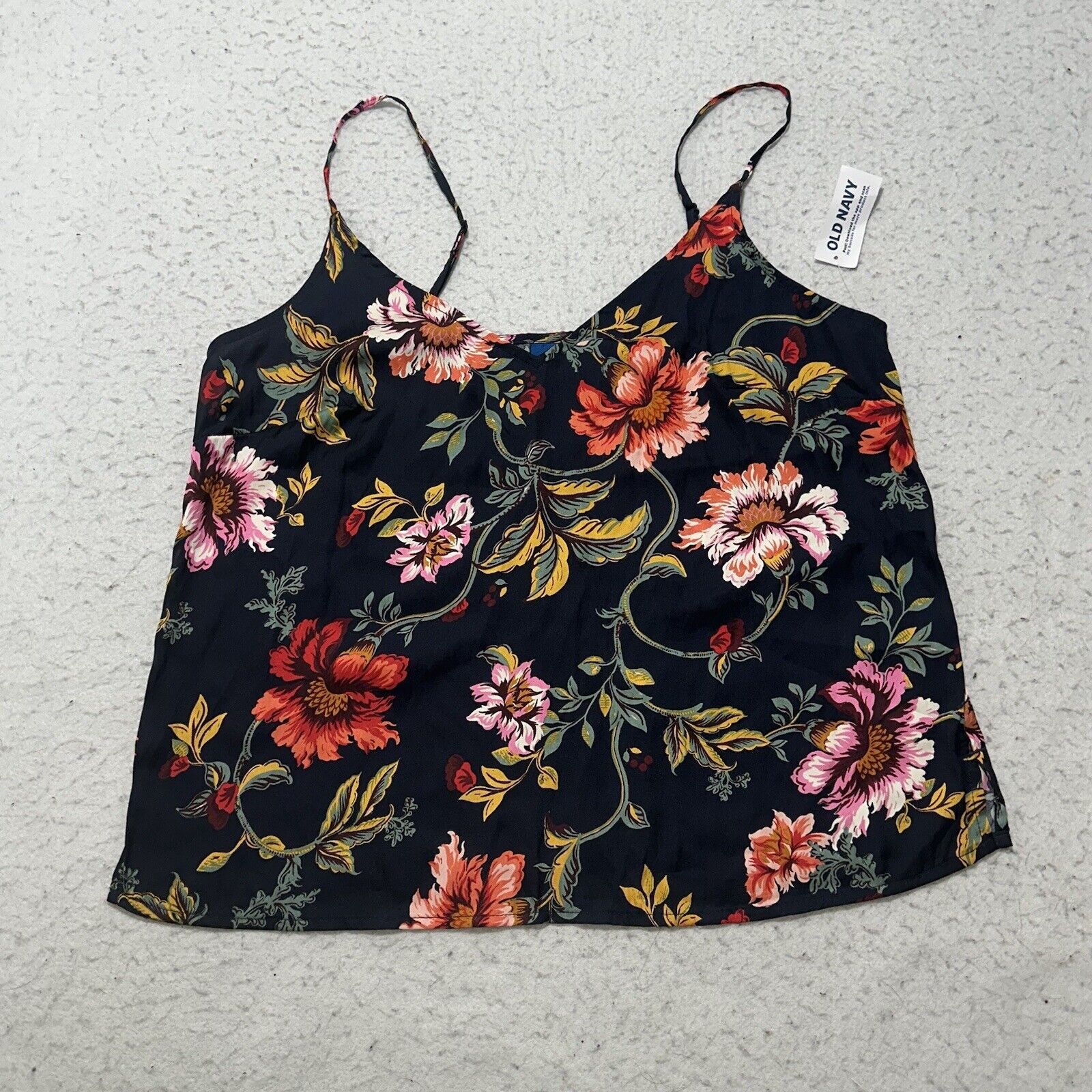 Old Navy Old Navy Small Navy Blue Floral Pajama Tank Top Lightweight Size S / US 4 / IT 40 - 1 Thumbnail