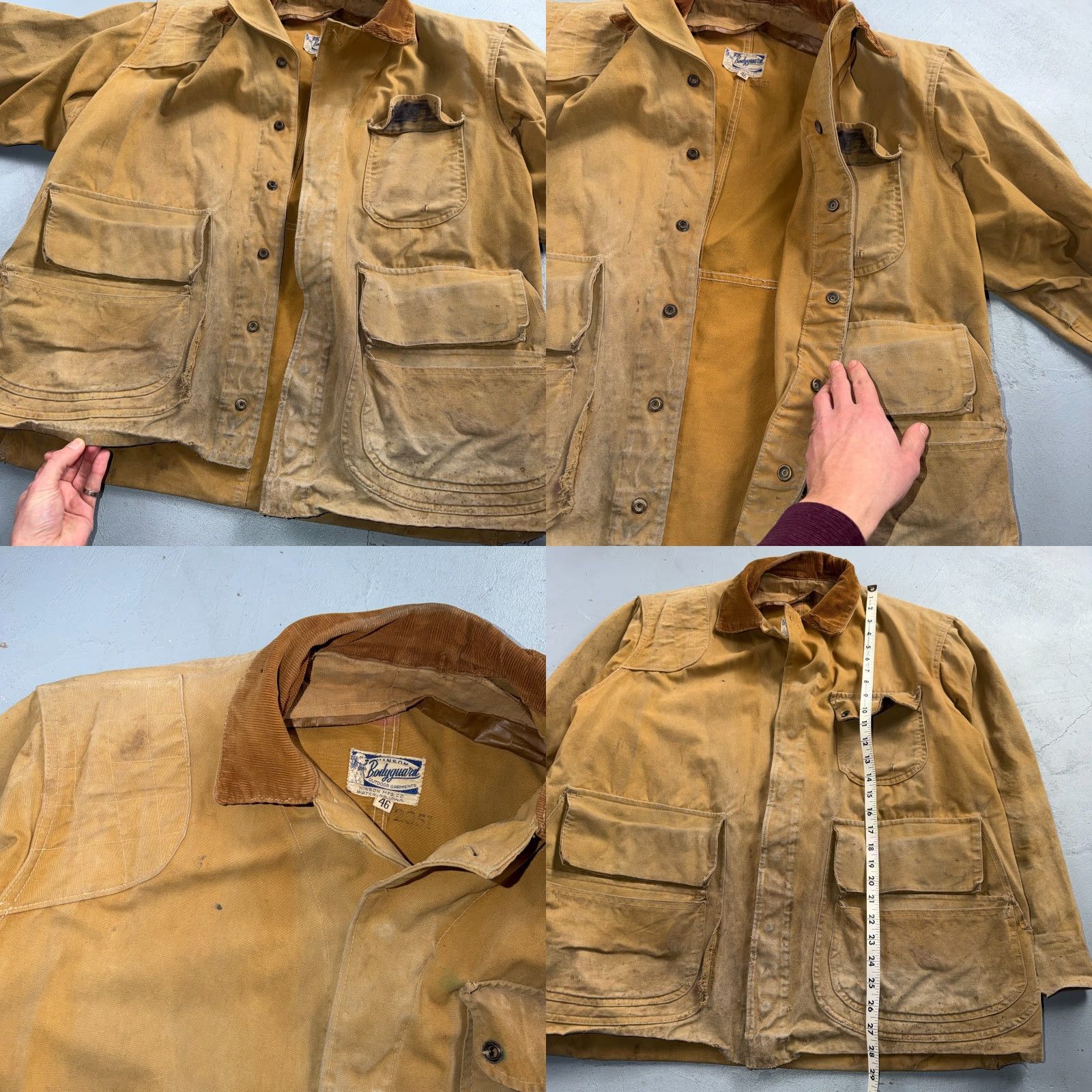 Vintage VINTAGE Hinson Bodyguard Hunting Jacket Coat Men’s 46 Corduroy Brown 1940s USA Canvas Leather Trim Size US S / EU 44-46 / 1 - 8 Thumbnail