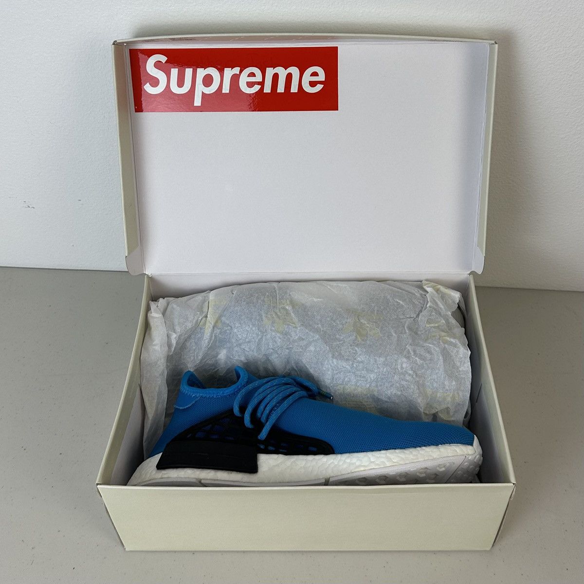 Adidas × Pharrell Adidas Pharrell x Human Race NMD Boost Shoe 2016 Blue White Size US 10.5 / EU 43-44 - 9 Thumbnail