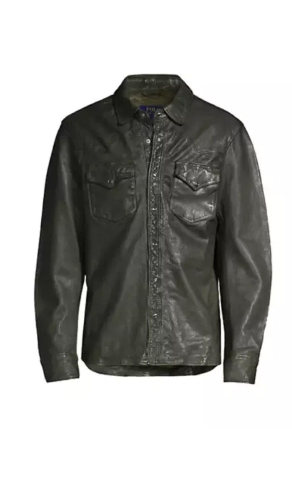 Ralph Lauren Washed Olive Green Leather Shirt Jacket SMALL Size US S / EU 44-46 / 1 - 16 Thumbnail