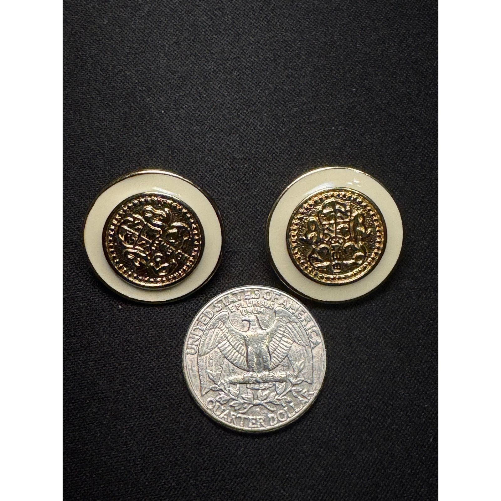Monet Vintage White Enamel w/ Gold Tone Clip On Monet Earrings Size ONE SIZE - 3 Thumbnail