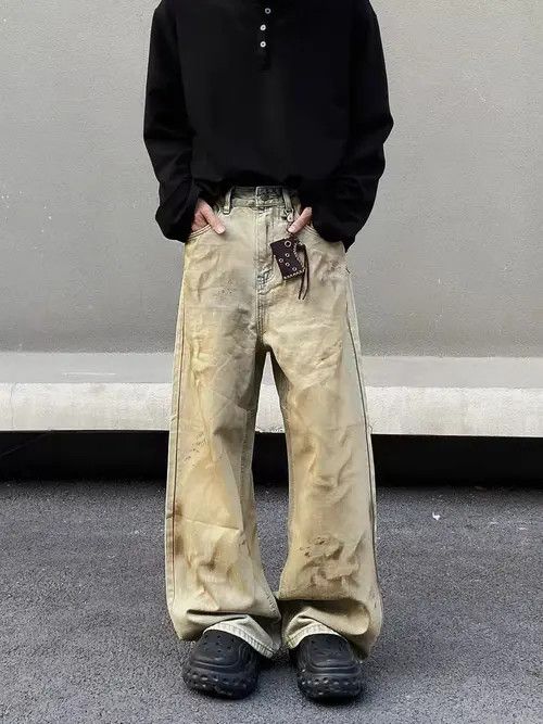 VIBE Vintage yellow clay graffiti machete baggy jeans Size US 30 / EU 46 - 5 Thumbnail