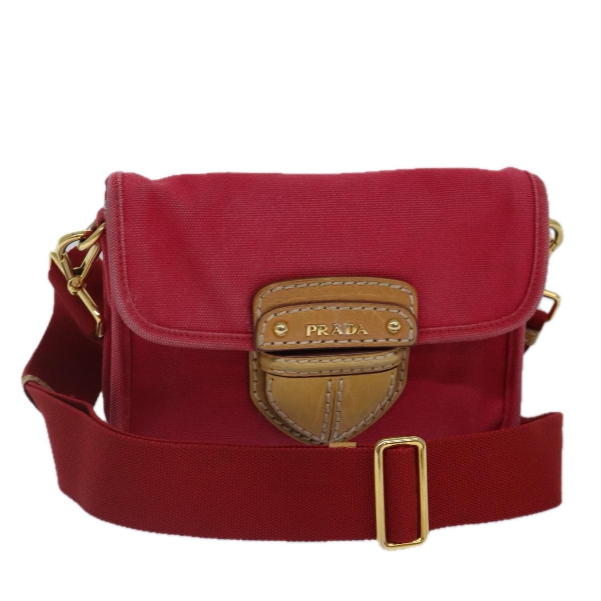 Prada Red Canvas Shoulder Bag (Pre-Owned) Size ONE SIZE - 1 Thumbnail