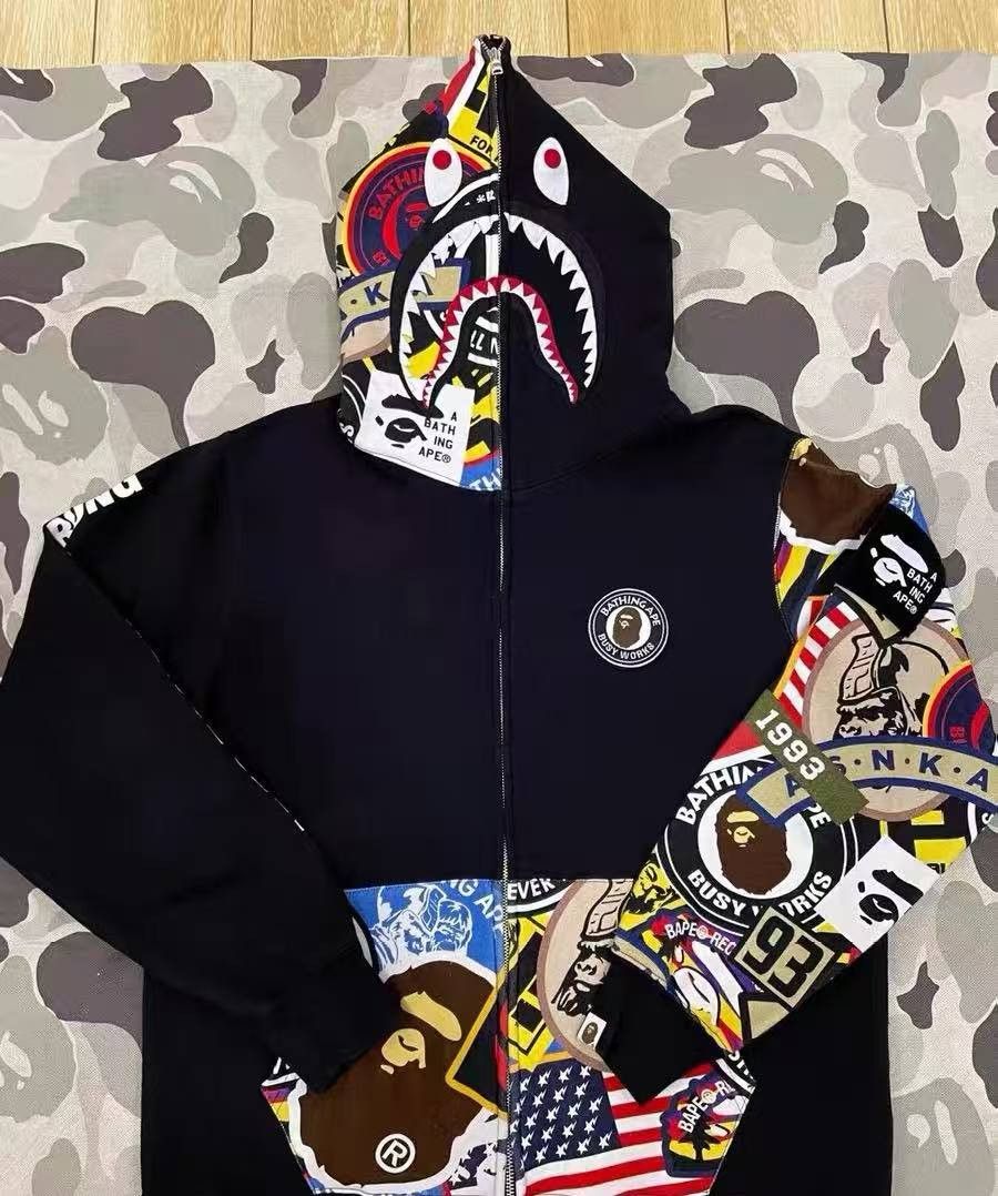 Bape Bape X Multi Shark Sweatshirt Pullover Size US XL / EU 56 / 4 - 4 Thumbnail