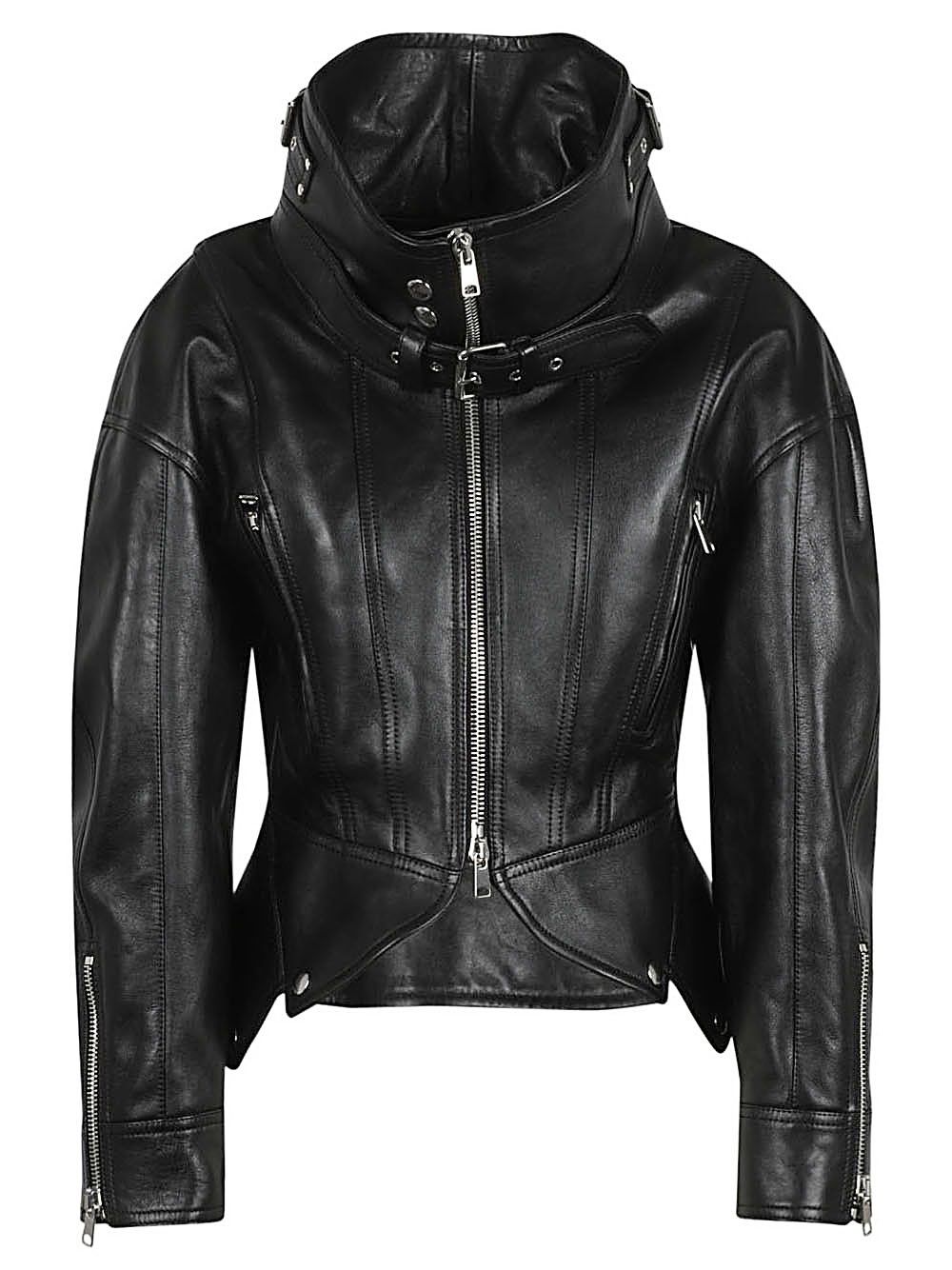 Alexander McQueen LEATHER BIKER JACKET Size S / US 4 / IT 40 - 1 Thumbnail
