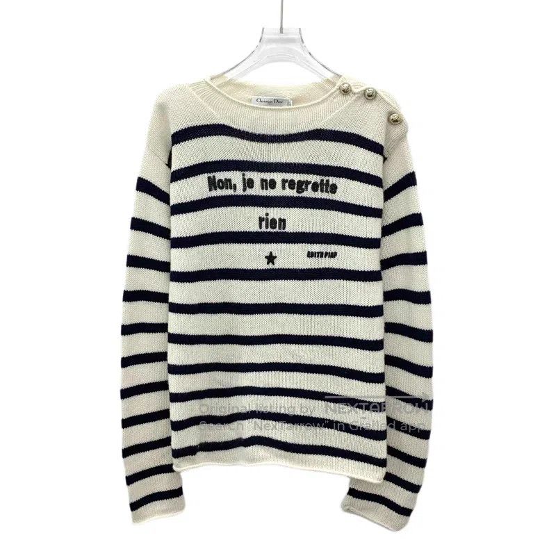 Dior Dior Colour-blocked striped letter cashmere round-neck lon Size S / US 4 / IT 40 - 1 Thumbnail