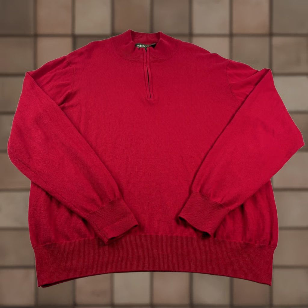 Orvis Orvis Sweater Pullover Mens Large Red 1/4 Zip Mock Neck Cotton Silk Blend Stretch Preppy Regular Fit Size US L / EU 52-54 / 3 - 1 Thumbnail