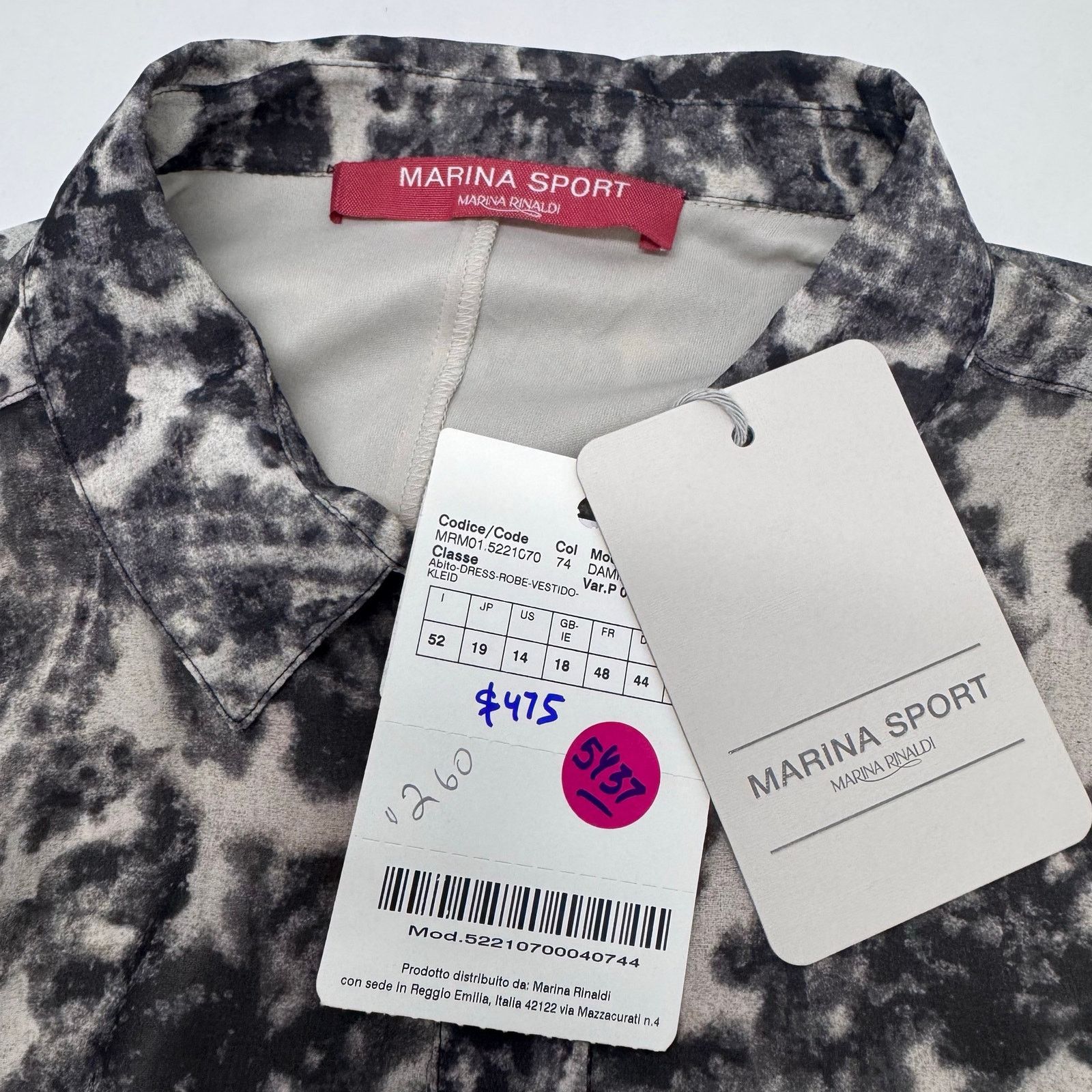 Marina Rinaldi Marina Rinaldi Grey Chiffon Button Down Printed Dress sz 14 Size XL / US 12-14 / IT 48-50 - 9 Thumbnail