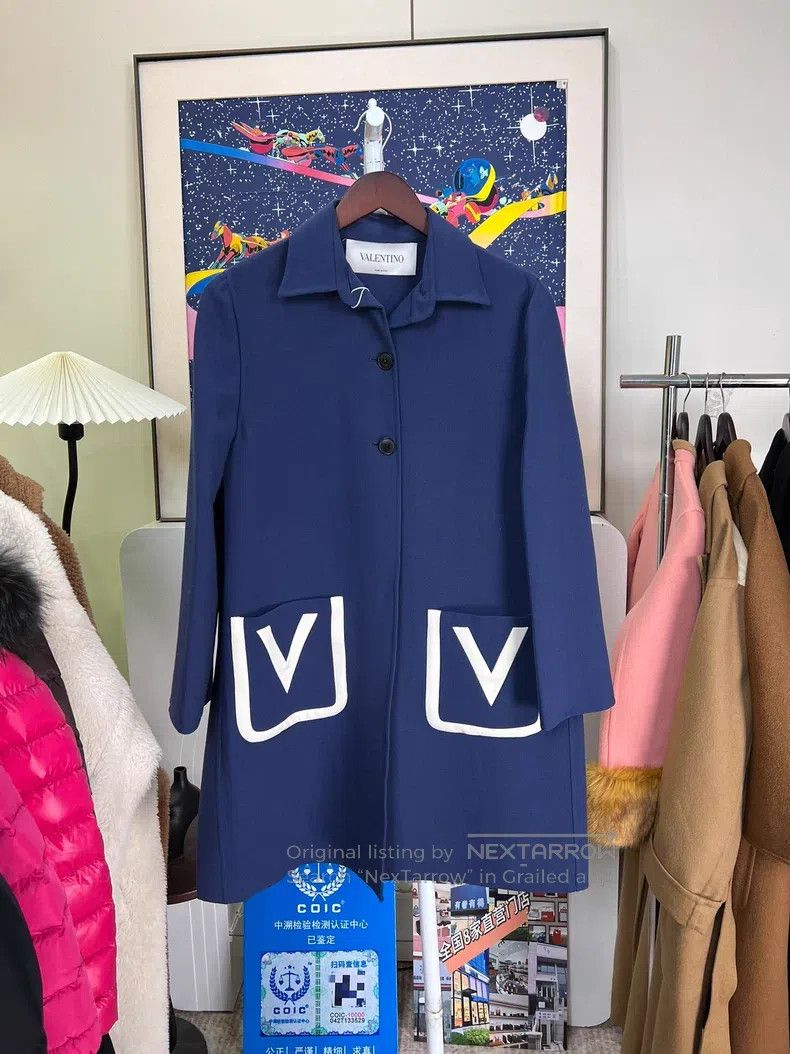 Valentino Valentino Blue midi coat Size S / US 4 / IT 40 - 1 Thumbnail