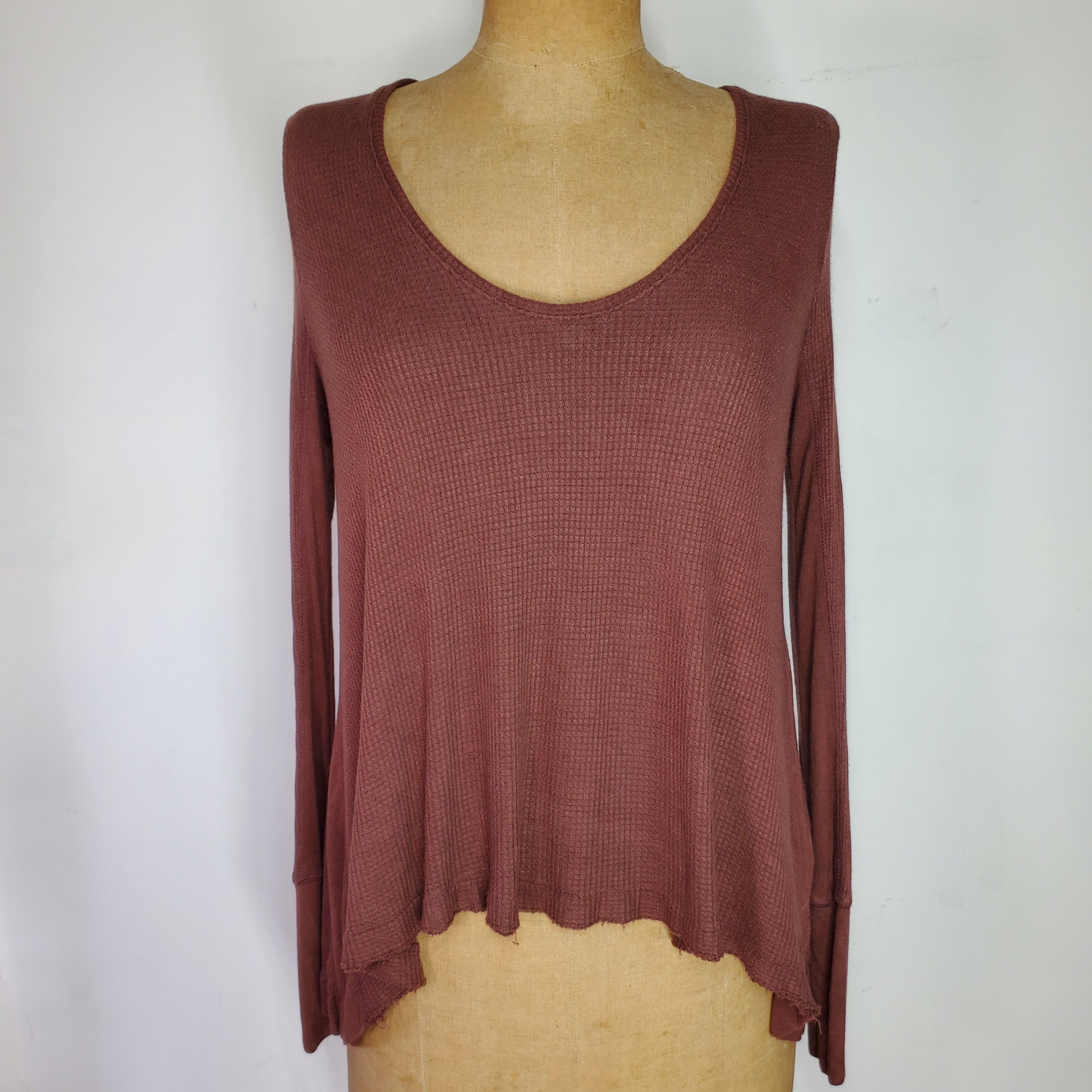 Free People We The Free Size XS-M Thermal Flounce Top Long Sleeve Brown Size S / US 4 / IT 40 - 2 Thumbnail