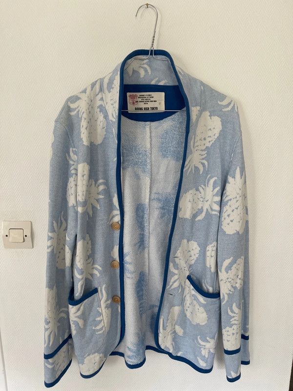 image of Riding High Tokyo Cardigan/blazer in Blue White, Men's (Size XS)