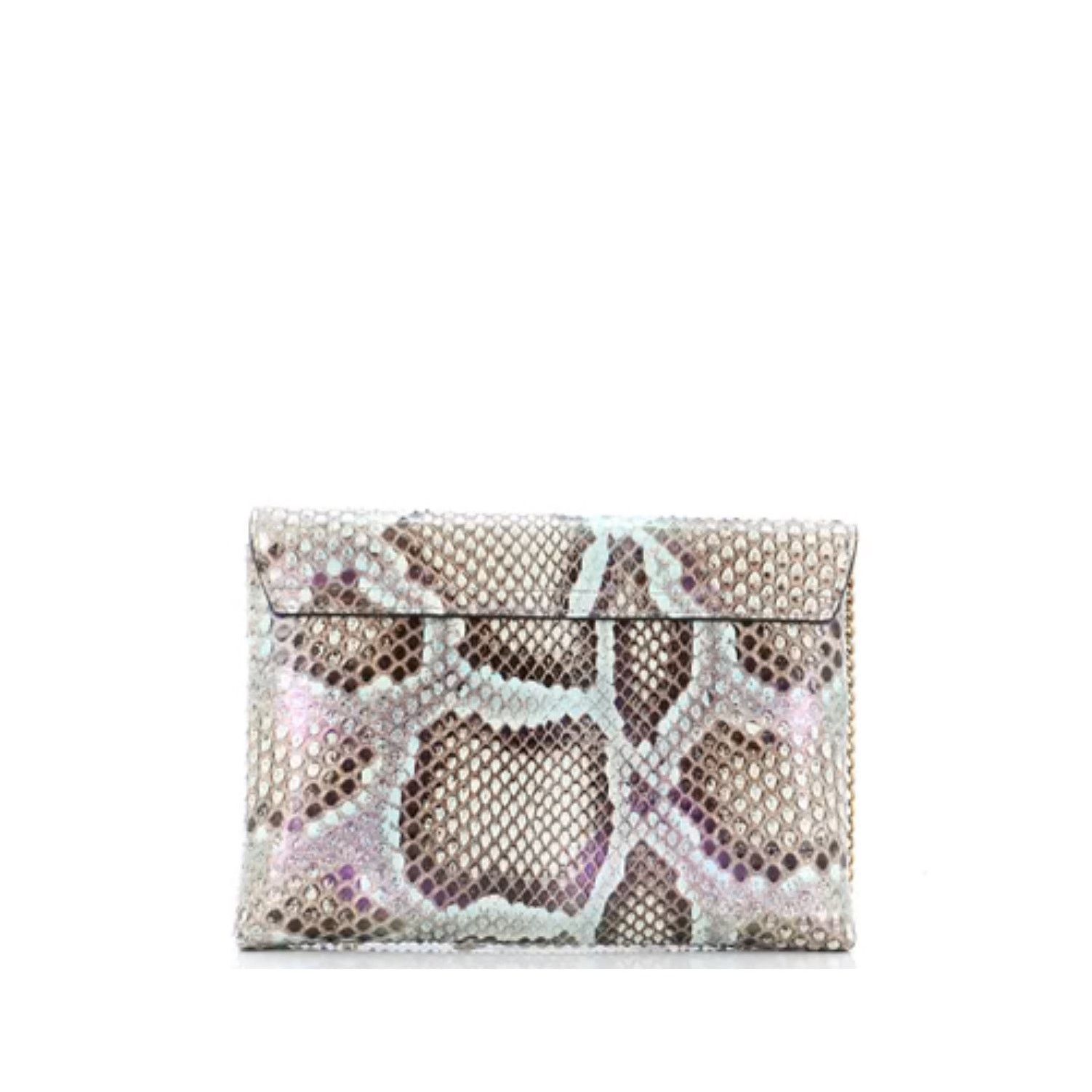 Versace VERSACE La Medusa Python Envelope Clutch Bag Gold Chain Grey Size ONE SIZE - 3 Thumbnail